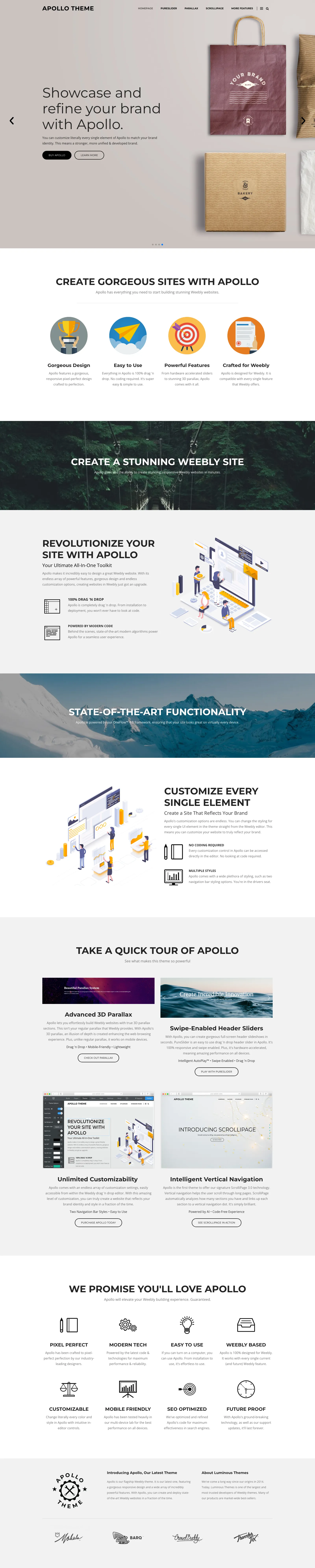 Full-page preview of the Apollo premium Weebly theme