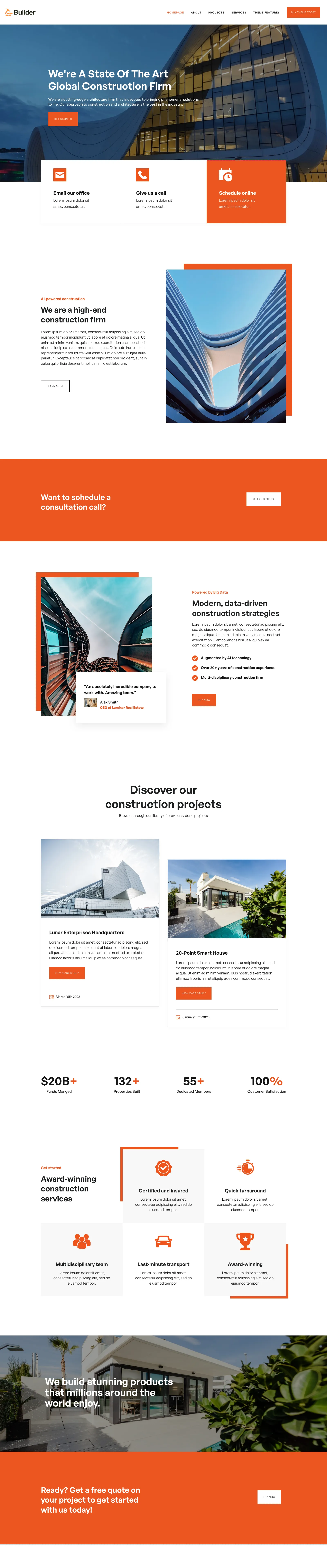 Full-page preview of the Builder premium Weebly theme