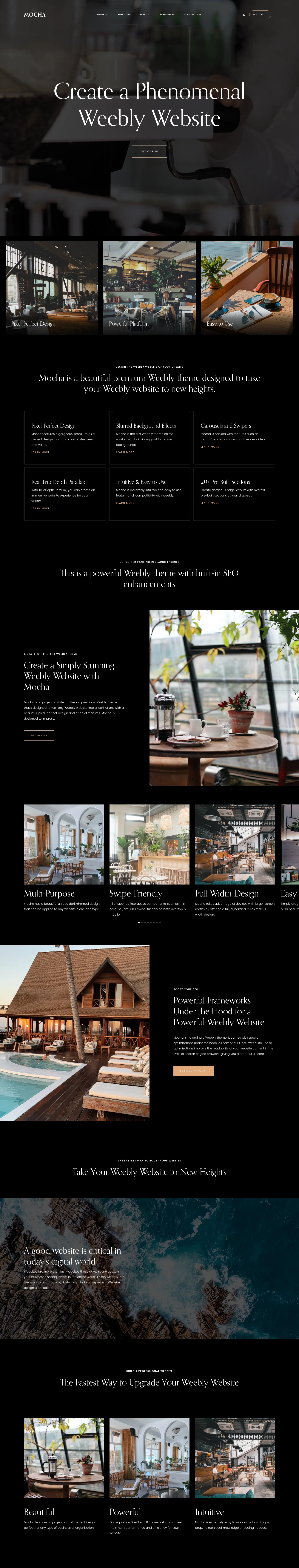 Full-page preview of the Mocha premium Weebly theme
