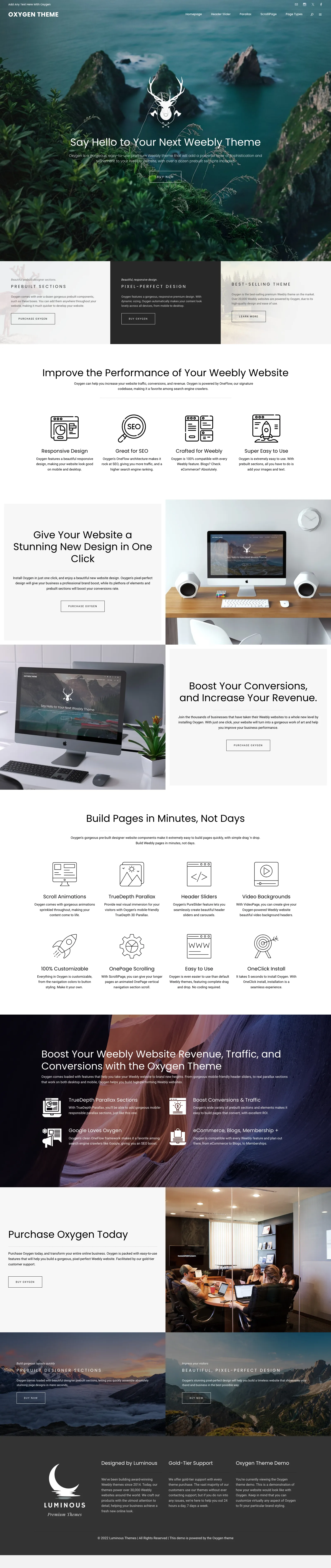 Full-page preview of the Oxygen premium Weebly theme